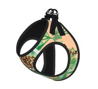 Leopard And Palm Leaves Print Harness Leash Set For Cats And Dogs, Reflective Adjustable, Soft Breathable Mesh Vest With Escape-Proof Lead, For Small Pets And Kitten Puppies