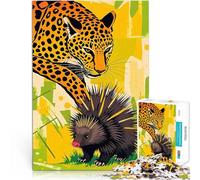 Leopard and Porcupine WildlifeJigsaw Puzzles 1000 Pieces for teenagers Hands-on Game with Fully Interlocking Randomly Shaped Pieces 38x26cm