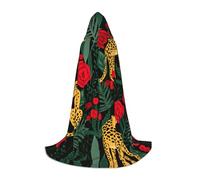 Leopard And Roses Unisex Hooded Colorful Cloak Cloak, Devil Witch Costume Halloween Robe Accessories, Performance Costumes