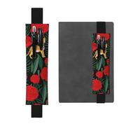 Leopard and Rosesleather Pen Pouch Bookmark â€“ Full-Print Dual-Sided PVC Leather Bookmarker with Elastic Band for Notebooks, Journals & Planners (8â€“10 in Pens, 2â€“3 Capacity)