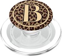 Leopard anima print monogram letter B PopSockets PopGrip for MagSafe