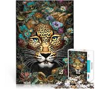 Leopard Animal Flowersteenagers 1000 Piece Jigsaw Puzzle Train your brain and hands for is ideal as a gift for the whole family 38x26cm