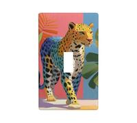 Leopard Animal Light Switch Cover Decorative Single Toggle 1 Gang Wall Plate for Kitchen Farmhouse Bedroom Bathroom Art Decor