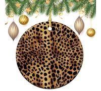 Leopard Animal Print Ceramic Christmas Ornaments 3 Inch Vintage Hanging Baubles with Gold String for Xmas Tree Decorations Holiday Party Yard Garden Home Decor Festive Keepsake Gift Exchange