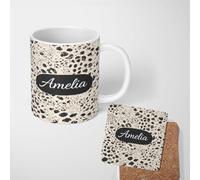 Leopard Animal Print Ceramic Mug Large Handle Personalised Custom Name