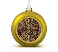 Leopard Animal Print Christmas Tree Ornaments 1.6 Inch Shatterproof Pc Plastic Balls with Lanyard Baubles Hanging Christmas Ball Ornaments for Xmas Tree Holiday Party Wedding Home Decorations-Golden