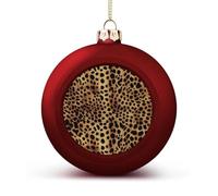 Leopard Animal Print Christmas Tree Ornaments 1.6 Inch Shatterproof Pc Plastic Balls with Lanyard Baubles Hanging Christmas Ball Ornaments for Xmas Tree Holiday Party Wedding Home Decorations-red