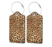 Leopard Animal Print,Luggage Tags Pu Leather Name Tag Travel Suitcase Identifier ID Tags Durable Luggage Label 2 pcs