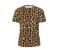 Leopard Animal Print Men's Sport T-Shirt, Breathable Cool Dry Mesh Short Sleeve Running Tops Gym Shirt 2XL