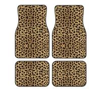 Leopard Animal Print Print Car Foot Mat Four-Piece Set Full Set With Non-Slip Rubber Backing