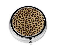 Leopard Animal Print Print Pill Box Purse Small Round Pill Case Decorative Box Metal Medicine Vitamin Pill Organizer for Pocket Or Purse