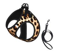 Leopard Animal Print Print Soft Mesh Dog Harness and Leash Set Pet Puppy Cat Comfort Padded Vest No Pull Harnesses