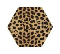 Leopard Animal print Printed Coasters Set of 4, Tabletop Protection Leather Coasters for Cup Drinks Coffee Pads Beer Bar Mat Gifts, Hexagon
