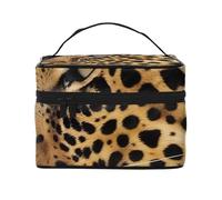 Leopard Animal Print Printed Travel Makeup Bag Spacious Portable Cosmetic Organiser with Handle, Large Capacity Toiletry Bag, Gift for Women Girls