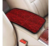Leopard Animal Print Red, Vehicle Center Console Armrest Cover Pad Soft Comfort Car Handrail Box Cushion Universal