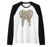 Leopard Animal Skin Pattern Tooth Dentist Dental Hygienist Raglan Baseball Tee