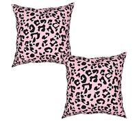 Leopard Animal Throw Pillow Covers 50x50 cm Set of 2, Leopard Pink Pillow Cushion Cases, Decorative Square Pillowcases for Sofa Couch Bedroom Living Room Car Seat