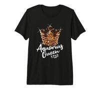 Leopard Aquarius Queen Zodiac Sign and Leopard Pattern Crown Premium T-Shirt