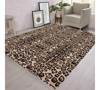 Leopard Area Rug, 100x150cm, Animal Cheetah Texture Yellow Leopard Print Art Washable Rug, Wild Animal Pattern Non-Slip Durable Rugs Mat for Entrance Door Mat Living Room Bedroom Kitchen Decoration
