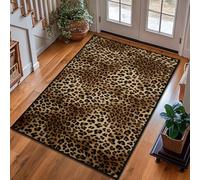 Leopard Area Rug 3x5 for Living Room,Cheetah Print Bedroom Rugs,Ultra-Thin Washable Throw Carpet Animal Print Hide Entry Mat Indoor Non Slip Accent Floor Carpets for Kids Room,Entryway,Office,Brown
