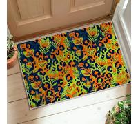 Leopard Area Rug, Tropical Bold Floral Leaves Summer Green Non-Slip Backing Soft Doormat Throw Rug Stain Resistant Bathroom Bedside Entryway Door Decor 2' X 3'