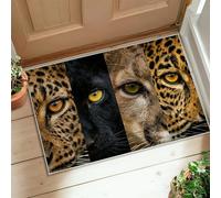 Leopard Area Rug, Wildlife Natural Panther Eyes None Yellow Low Pile Aesthetic Doormat Rectangle Accents Rug Bathroom Laundry Room Kitchen Entryway Decor 2' X 3'