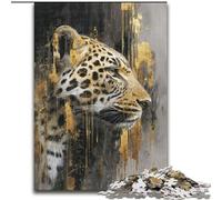 Leopard Art 1000 Piece Jigsaw Puzzles for Teenagers, Stress Reliever Staycation Kill Time with Matching Poster And Trivia Sheet (26x38cm)
