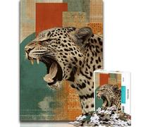 Leopard Art Adult Jigsaw Puzzles 1000,Educational Game Challenge Toy Wall Decoration Unique Birthday And Xmas Gifts (38x26cm)