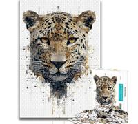 Leopard Art Adult Jigsaws 1000 Pieces Difficult,Decompressing Intellectual Educational Toy Suitable for Desktop Decoration (38x26cm)