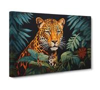 Leopard Art Deco No.2 Canvas Print for Living Room Bedroom Home Office Décor, Wall Art Picture Ready to Hang, 30x20 Inch (76x50 cm)