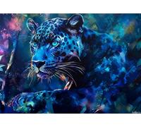 Leopard at Night 1000 Pieces Vibrant Jigsaw, Challenging Brain Exercise, Relax and Enjoy The Fun of Solving Puzzles, Classic Animal Watercolor Wooden Puzzle, Gift Suitable Family Friends 20x28in