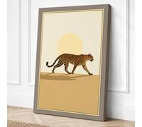 Leopard at Sunrise Minimalist Canvas Wall Art Print 18x12 Inch