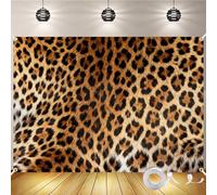 Leopard Backdrop 7x5FT - Cheetah Print Photo Background with 10m Ribbon, Double-Stitched Edges, Vibrant Brown & Black Pattern for Birthday, Bachelorette Party & Photo Booth Decor