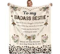 Leopard Badass Bestie Gift, Badass Bestie Blanket, Leopard Sisters Gift, Sister Blanket, Sister Gifts from Sister, Gifts for Best Friends - Super Soft Flannel Blanket 50" x 60"