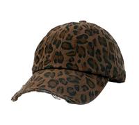 Leopard Baseball Cap Distressed Style Vintage Cheetah Print Hat Adjustable Ponytail Hats for Women Men Cowgirl Cowboy Messy Bun Caps Bad Hair Day Baseball Hat (UK, Alpha, One Size, Coffee)