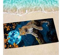 Leopard Beach Towel, Large Beach Towels for Adults - Quick Dry Microfibre Towel - Super Absorbent Bath Towels for Swim Gym 120 x 60 cm - 1 Piece, Soft, Sand Free, Lightweight, Multi - Moon 0e-516