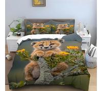 Leopard Bedding Double Bed Set - Twigs Duvet Cover Double, Soft Microfibre Bedding Sets, Reversible Duvet Covers with Zipper Closure, 2 Pillow Cases 50x75 cm -Ai2908