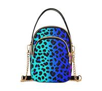 Leopard Black Spots Gradient Blue Pink Women's Shoulder Purses Fun Phone Bags with Chain Strap Quilted Ladies Crossbody Satchel Bag
