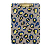 Leopard Blue Black Yellow Modern Clipboard Cute Clip Board A4 Standard Size Clip Board with Low Profile Metal Clip for Students, Women, Man