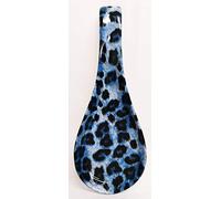 Leopard Blue Large 10.5" Spoon Rest Ceramic Porcelain Animal Print Ceramic Spoon Rest Hand Decorated in UK