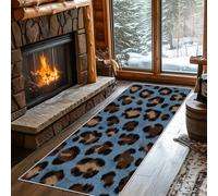 Leopard Blue Runner Rugs for Hallway Washable Non Slip, Cheetah Runner Rug for Hall Kitchen Bedroom Rubber Backed, Long Door Mats Indoor 60x230 cm,(JP0655)