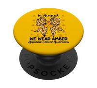 Leopard Bow Appendix Cancer In August We Wear Amber PopSockets Adhesive PopGrip