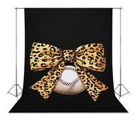 Leopard Bow Baseball Photo Backdrop Polyethylene Studio Background for Photography Video Broadcast Photoshoot