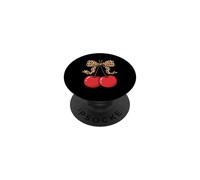Leopard Bow Cherry Red Aesthetic Cherries Summer Fruit Lover PopSockets Adhesive PopGrip