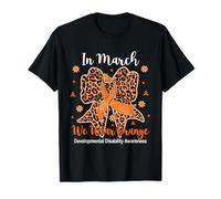 Leopard Bow Developmental Disability in March We Wear Orange T-Shirt
