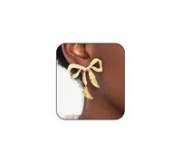 Leopard Bow Earrings for Women Gold Ribbon Bowknot Stud Earring Vintage Leopard Print Jewelry Accessories, M, Metal, No Gemstone