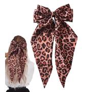 Leopard Bow Hair Clip - Hair Bows Barrettes Clip with Leopard Print,Satin Bow Ribbon Hair Clips for Curls, Thick, Fine, Straight Hair