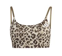 adidas Women's Optime Essentials 3-Stripes Leopard Light Support Bra, Crystal Linen/Khaki Six/Dark Brown, S