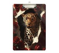 Leopard Breaking Through The Rose Wall hardboard clipboards Hard Board for Classroom Supplies for Teachers high School Size 9 x 12 Silver