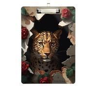Leopard Breaking Through The Rose Wall menu clipboards for Restaurants Transparent for Nurses Home Contractor Size 9 x 12 Silver